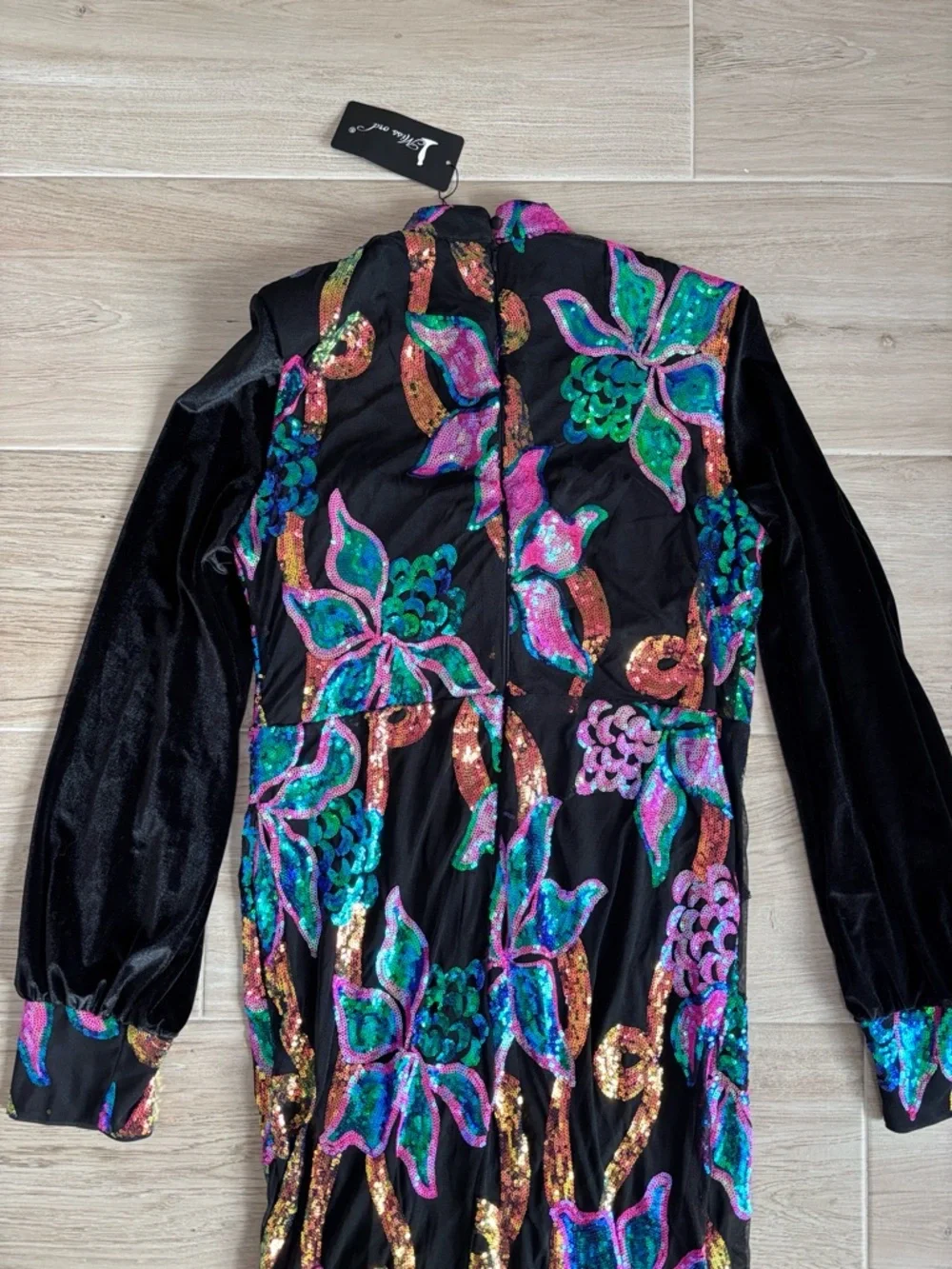 NWT MISSORD Cutout Lantern Sleeve Mermaid Sequin Dress XXL - Picture 9 of 11
